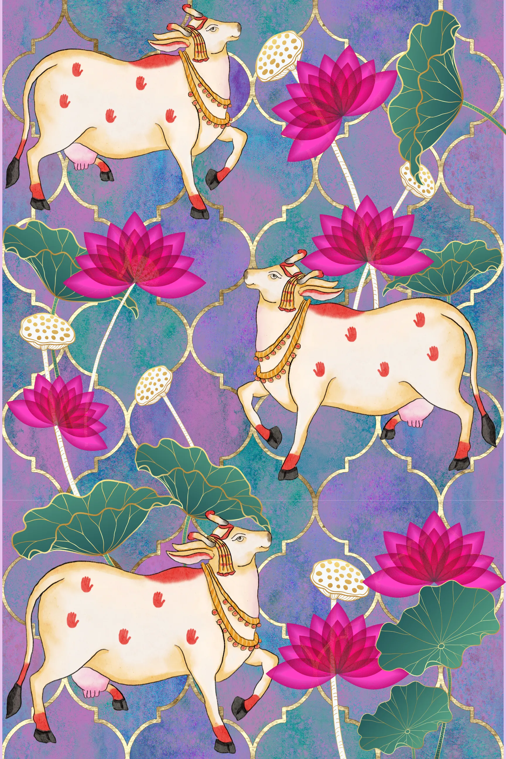 PIchwai Cows and Lotus